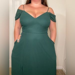 Birdy Grey Devin Convertible Emerald Chiffon Slit Dress with Pockets XXL